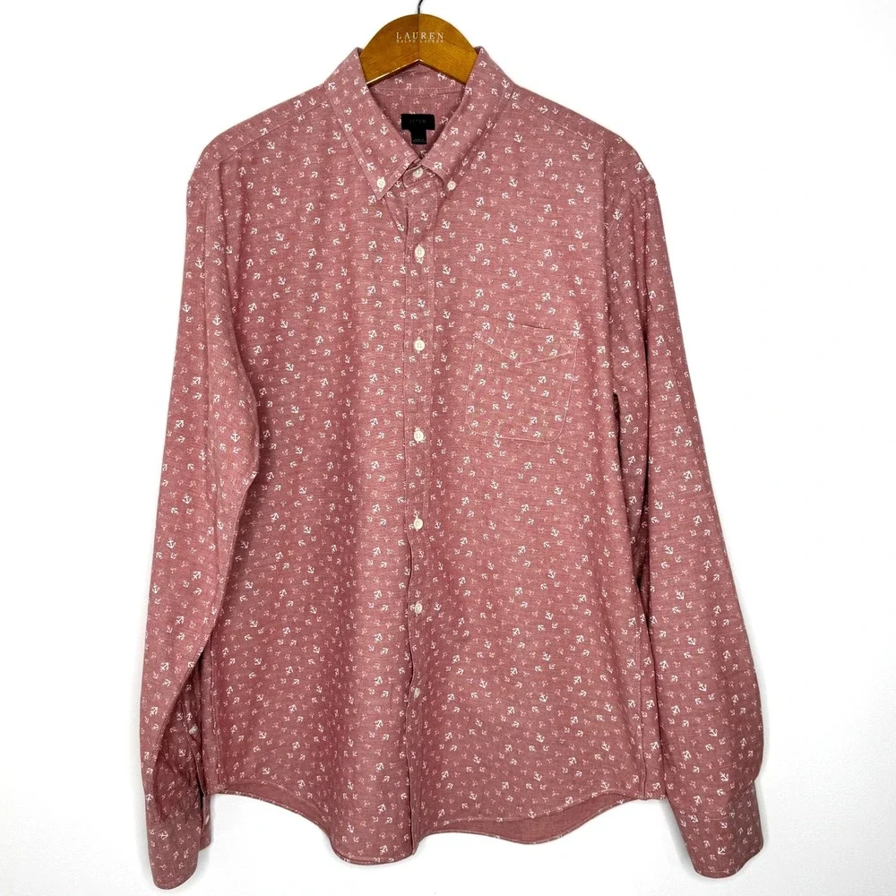 J. Crew Cotton Anchor Button front Shirt XL mens‎